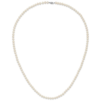 14k White Gold 6-7mm White Near Round Freshwater Cultured Pearl 28 inch Necklace
