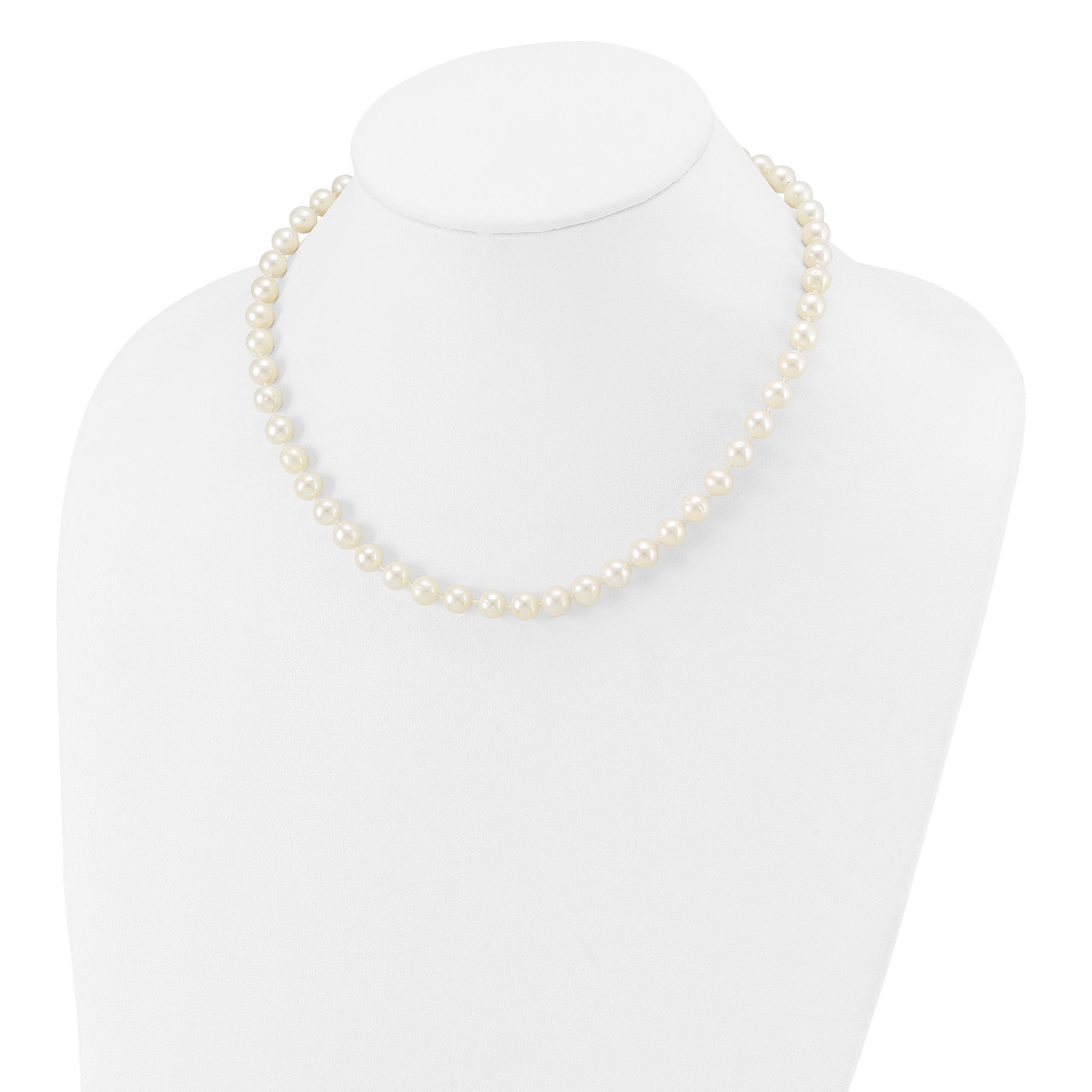14k 7-8mm White Near-Round Freshwater Cultured Pearl 16 inch Necklace