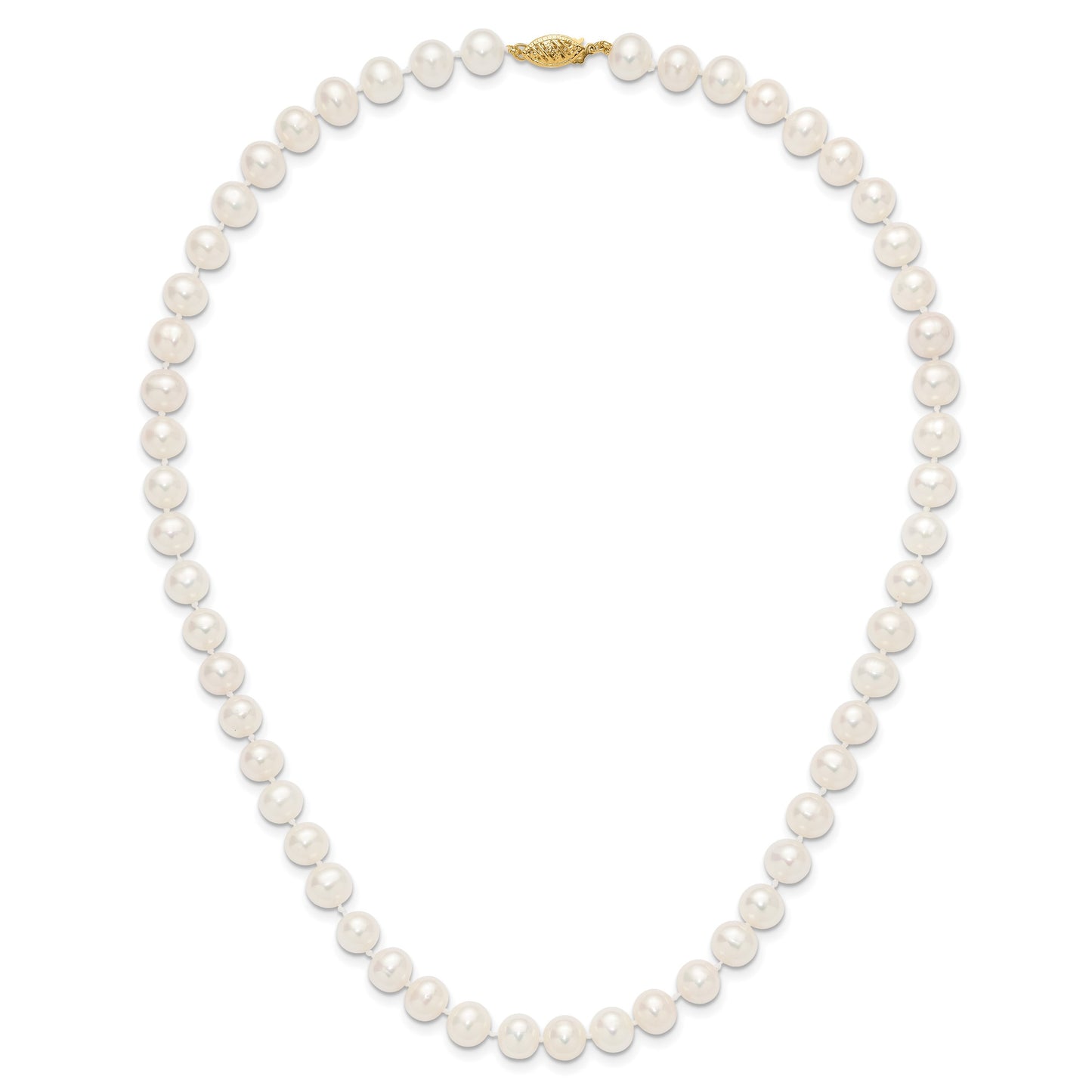 14k 7-8mm White Near-Round Freshwater Cultured Pearl 18 inch Necklace