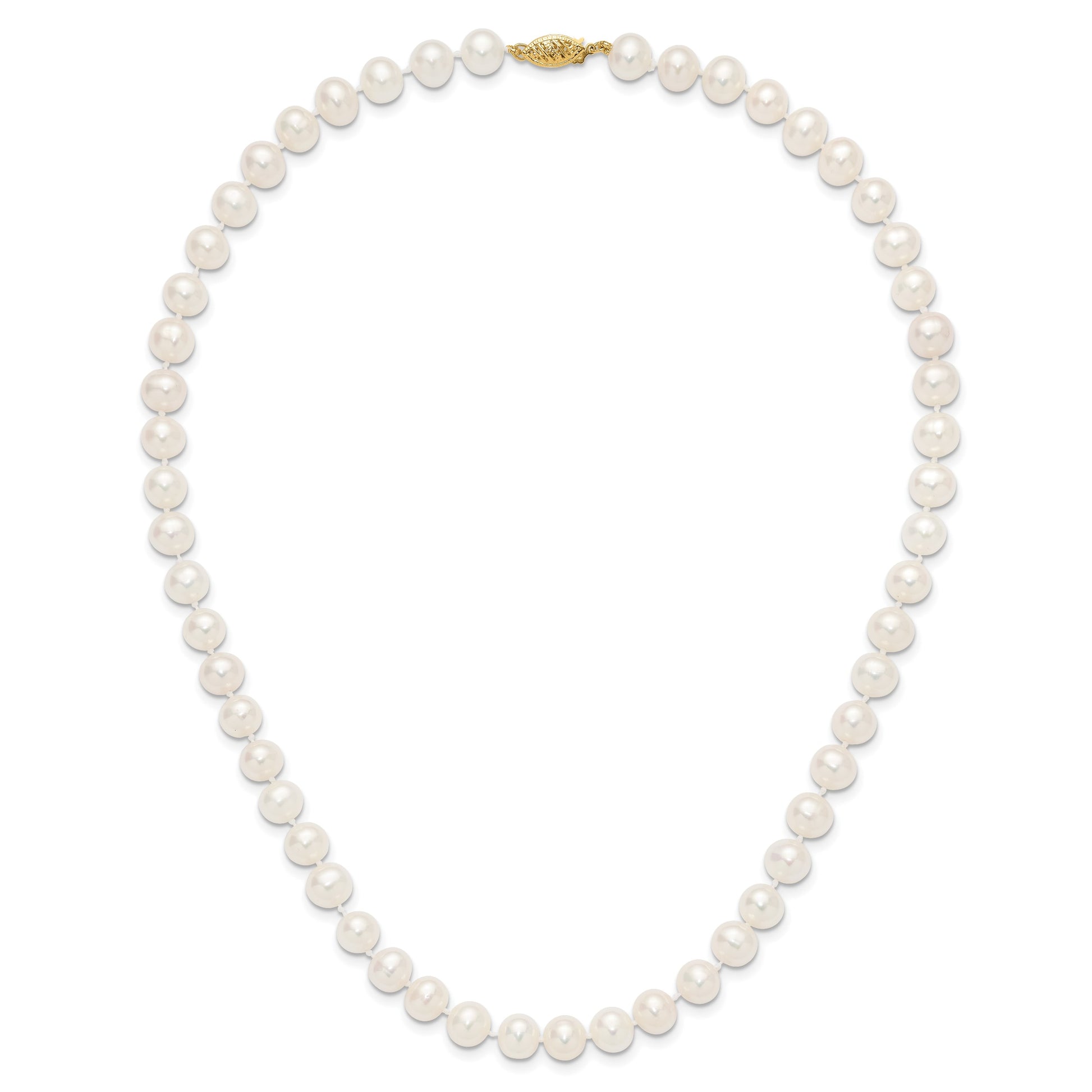 14k 7-8mm White Near-Round Freshwater Cultured Pearl 18 inch Necklace