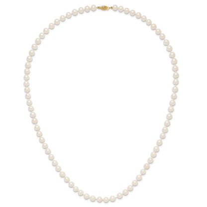14k 7-8mm White Near-Round Freshwater Cultured Pearl 24 inch Necklace