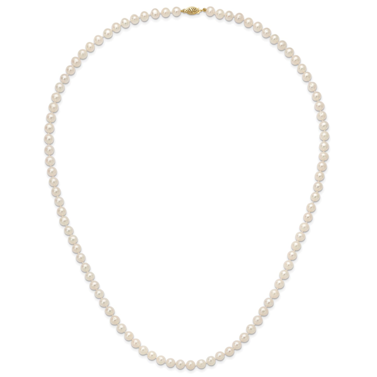 14k 7-8 mm White Near-Round Freshwater Cultured Pearl 28 inch Necklace