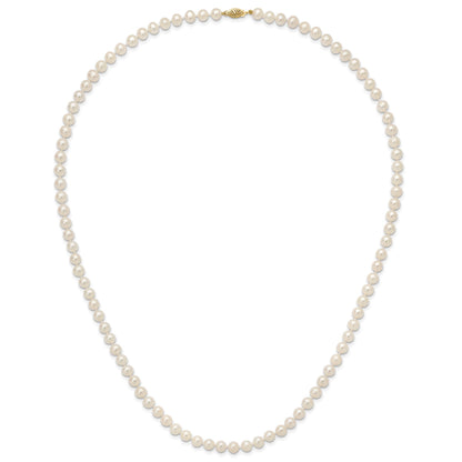 14k 7-8 mm White Near-Round Freshwater Cultured Pearl 28 inch Necklace