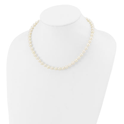 14k White Gold 7-8mm White Near Round Freshwater Cultured Pearl 16 inch Necklace