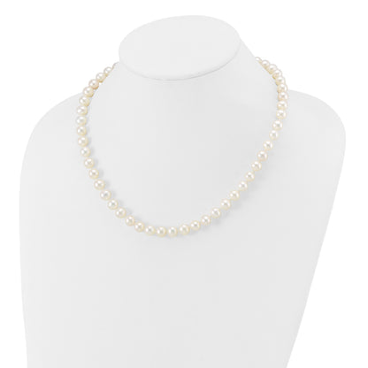 14k White Gold 7-8mm White Near Round Freshwater Cultured Pearl 18 inch Necklace