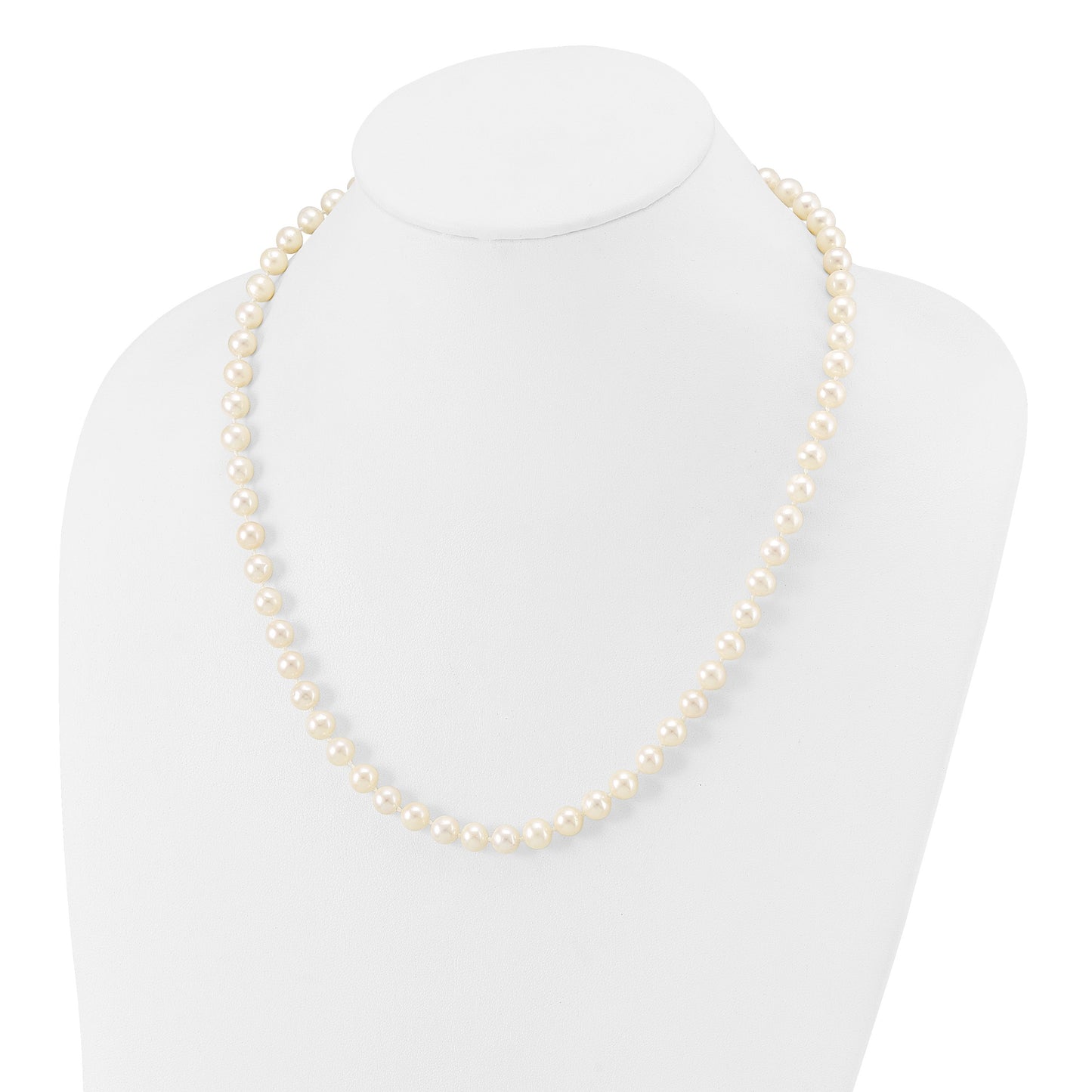 14k White Gold 7-8mm White Near Round Freshwater Cultured Pearl 20 inch Necklace