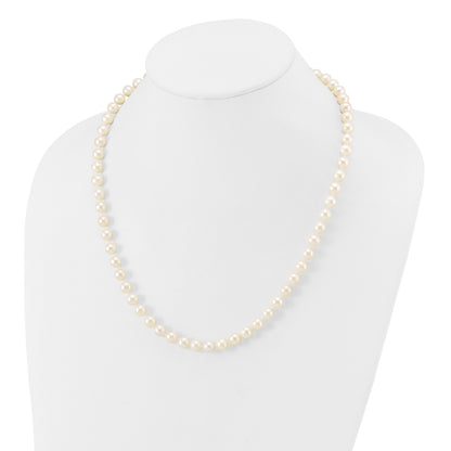 14k White Gold 7-8mm White Near Round Freshwater Cultured Pearl 20 inch Necklace