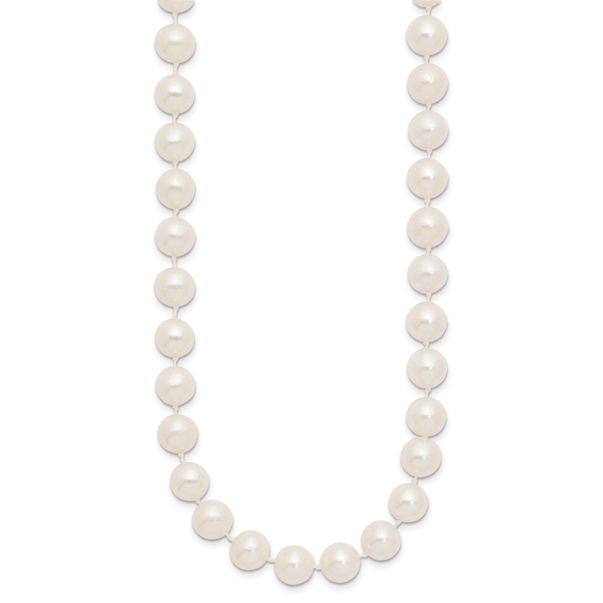 14k 8-9mm White Near-Round Freshwater Cultured Pearl 24 inch Necklace