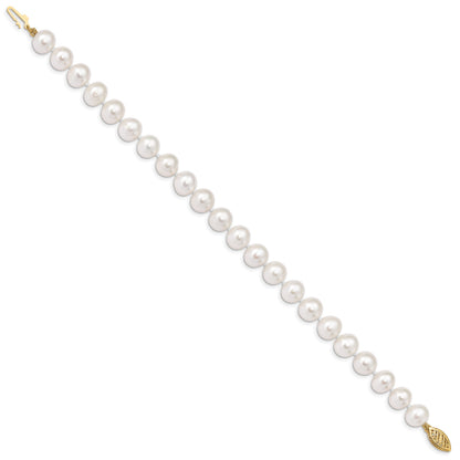 14k 8-9mm White Near-Round Freshwater Cultured Pearl 7.5 inch Bracelet