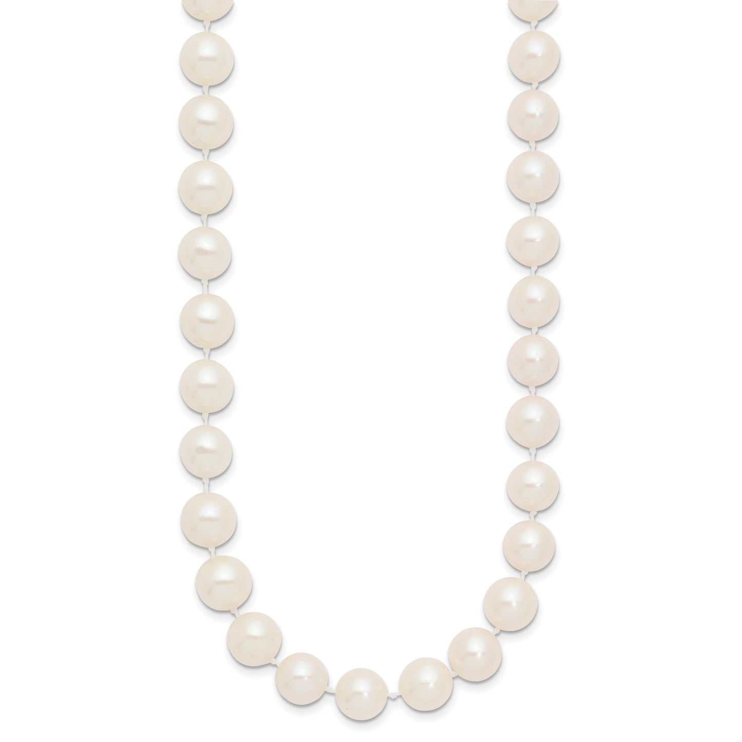 14k 9-10mm White Near-Round Freshwater Cultured Pearl 24 inch Necklace