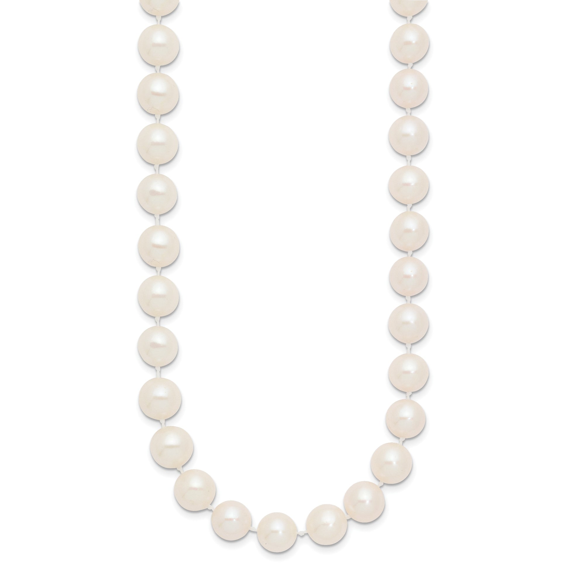 14k 9-10mm White Near-Round Freshwater Cultured Pearl 24 inch Necklace