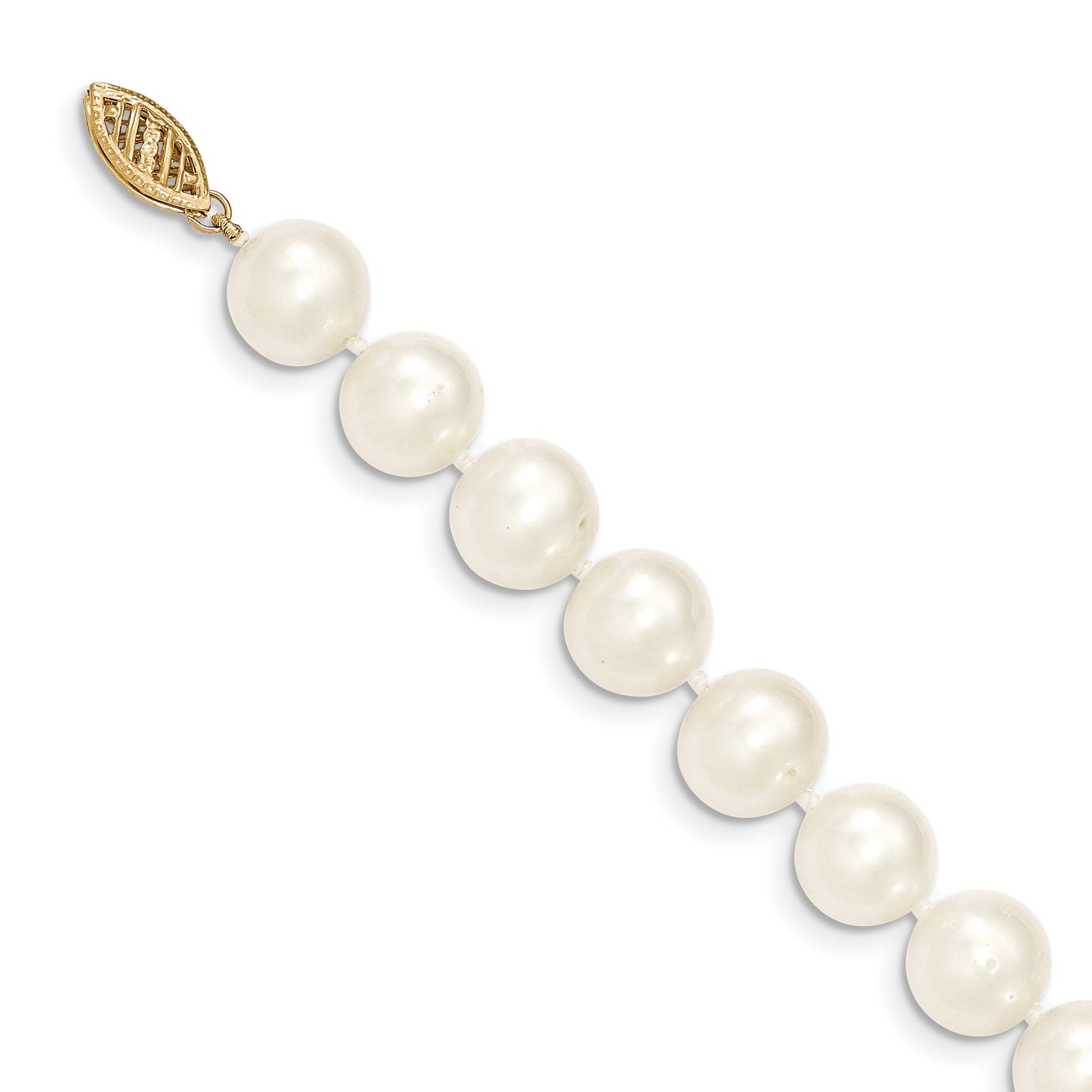14k 9-10mm White Near-Round Freshwater Cultured Pearl 24 inch Necklace