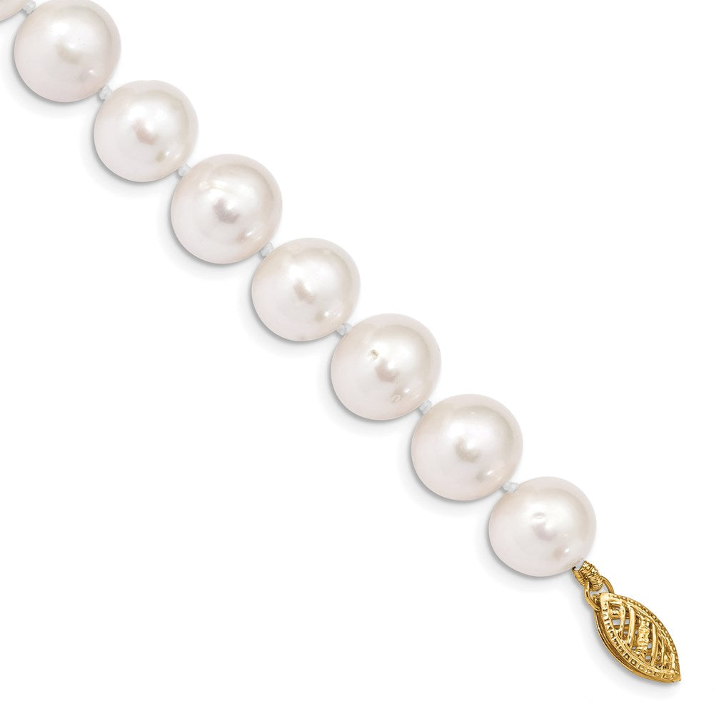 14k 10-11mm White Near-Round Freshwater Cultured Pearl 7.5 inch Bracelet