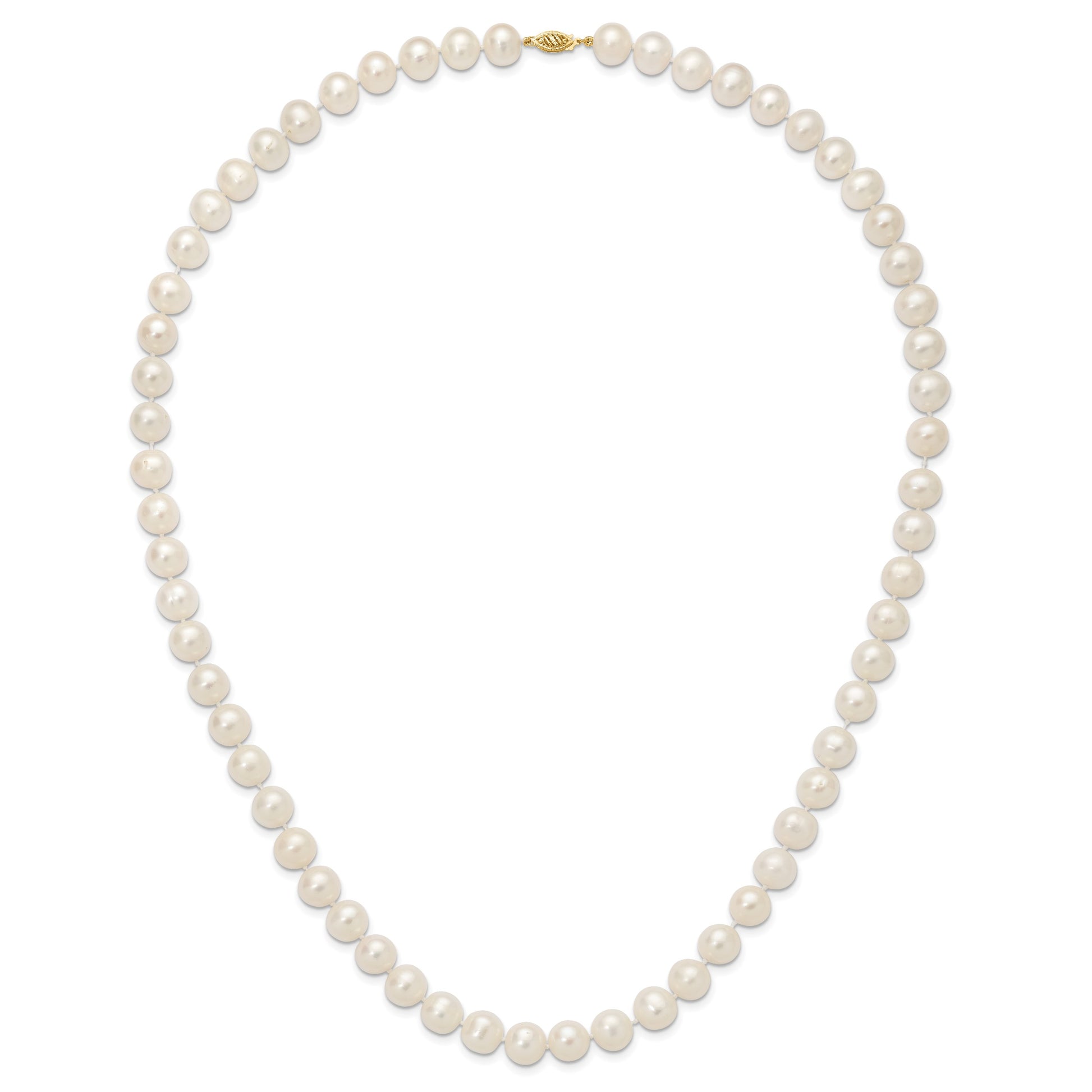 14k 11-12mm White Near-Round Freshwater Cultured Pearl 28 inch Necklace