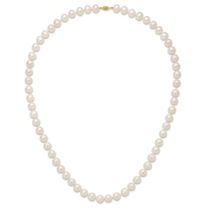 14k 11-12mm White Near-Round Freshwater Cultured Pearl 28 inch Necklace