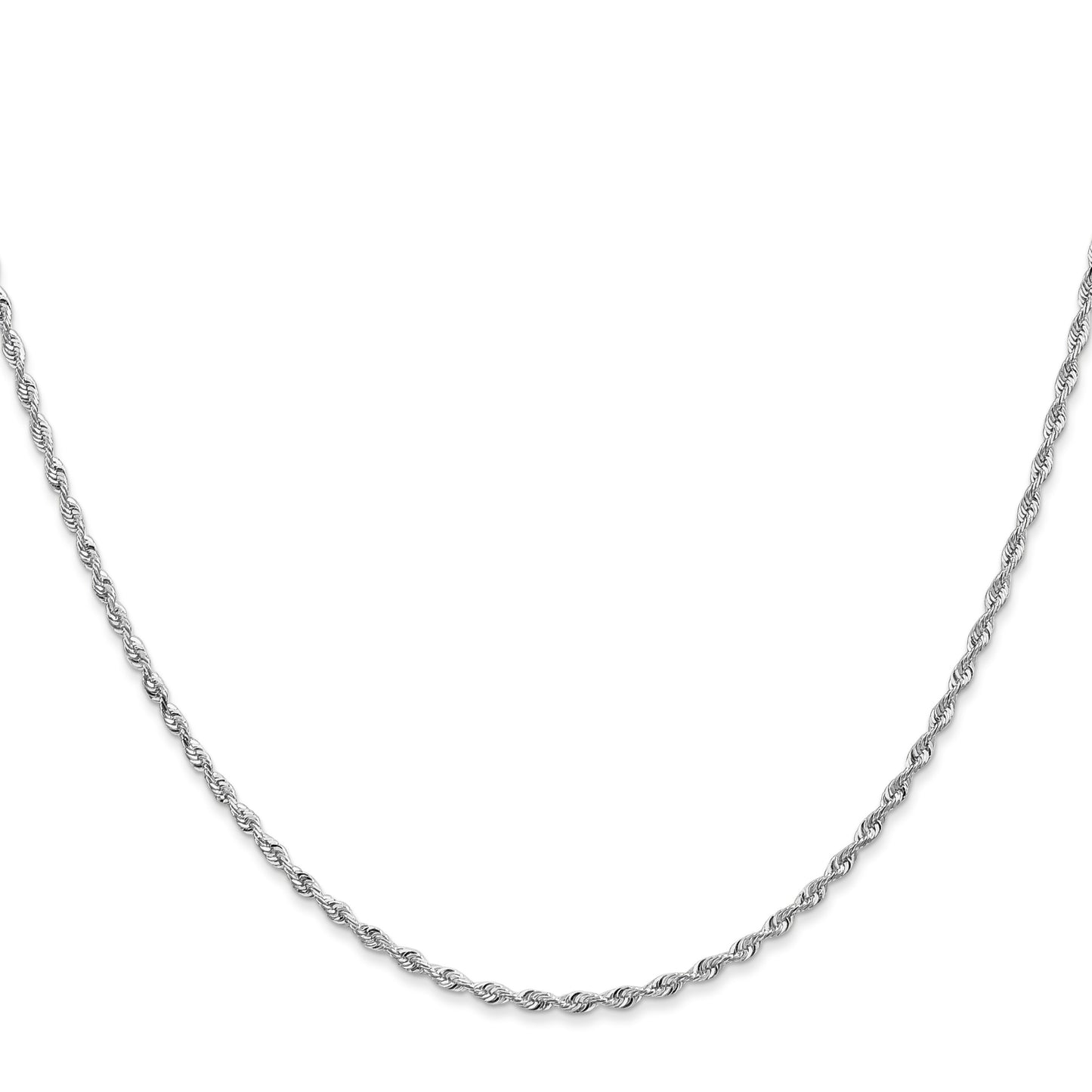 14K White Gold 24 Inch 1.85mm Diamond-cut Quadruple Rope Lobster Clasp Chain