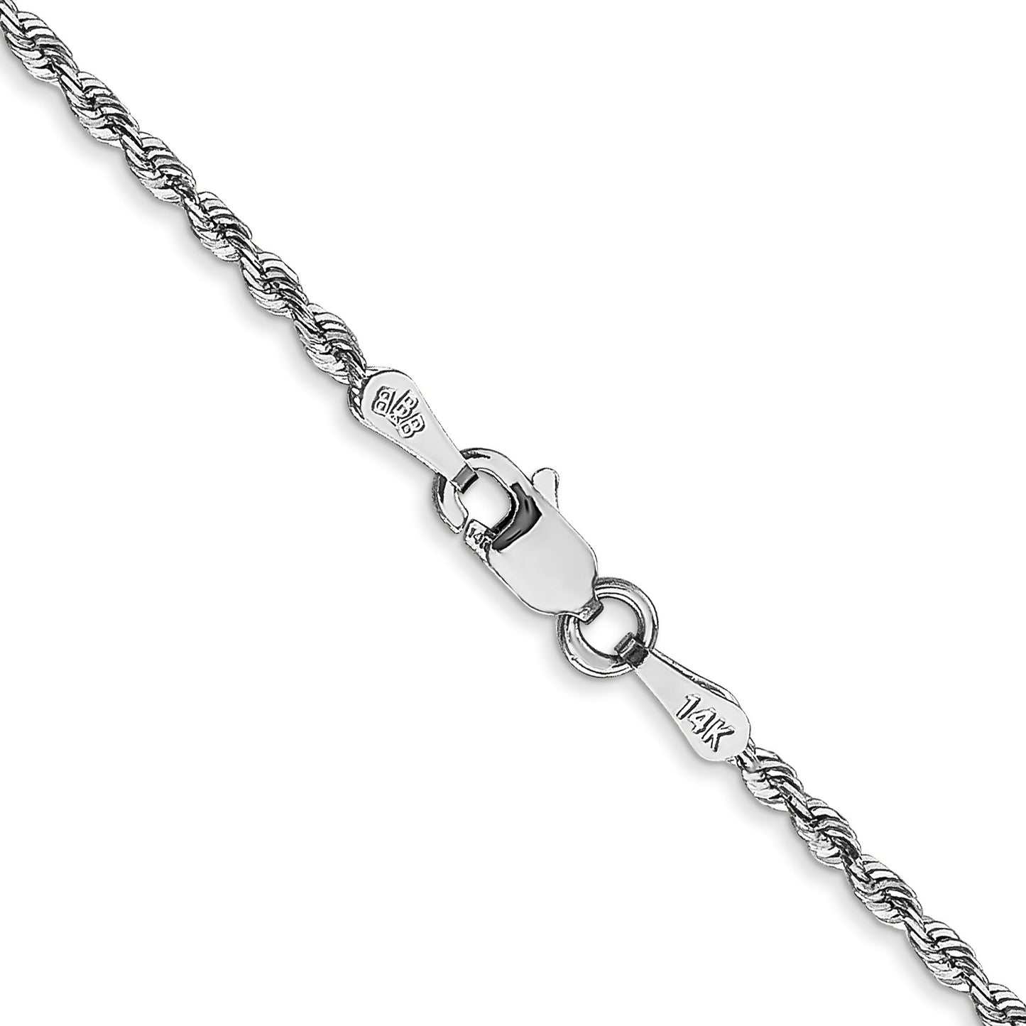 14K White Gold 22 Inch 1.85mm Diamond-cut Quadruple Rope Lobster Clasp Chain