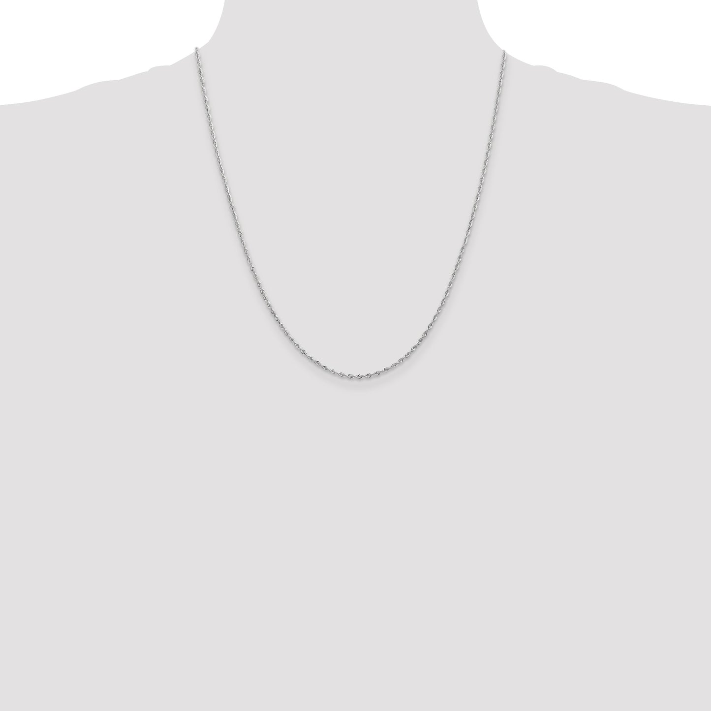 14K White Gold 22 Inch 1.85mm Diamond-cut Quadruple Rope Lobster Clasp Chain