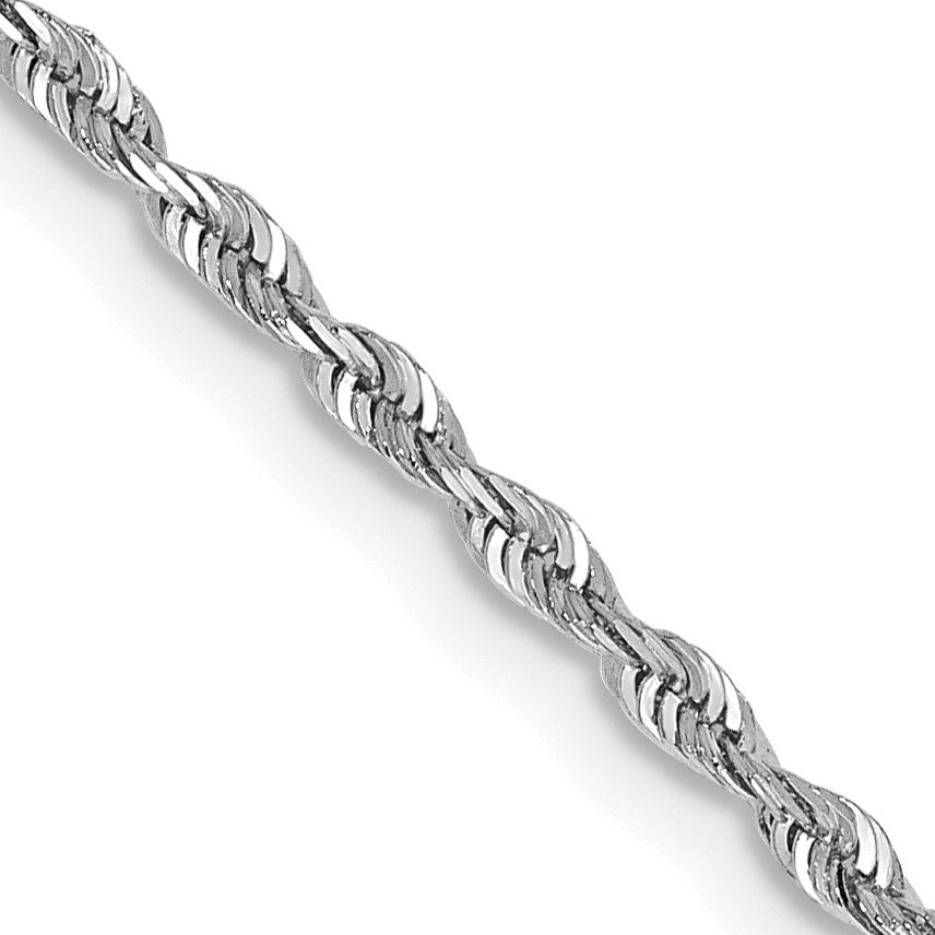 14K White Gold 16 Inch 1.85mm Diamond-cut Quadruple Rope Lobster Clasp Chain