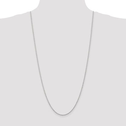 14K White Gold 30 Inch 2mm Diamond-cut Quadruple Rope Lobster Clasp Chain