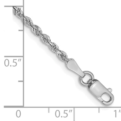 14K White Gold 7 Inch 2mm Diamond-cut Quadruple Rope Lobster Clasp Chain