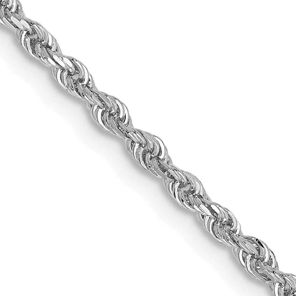 14K White Gold 22 Inch 2mm Diamond-cut Quadruple Rope Lobster Clasp Chain