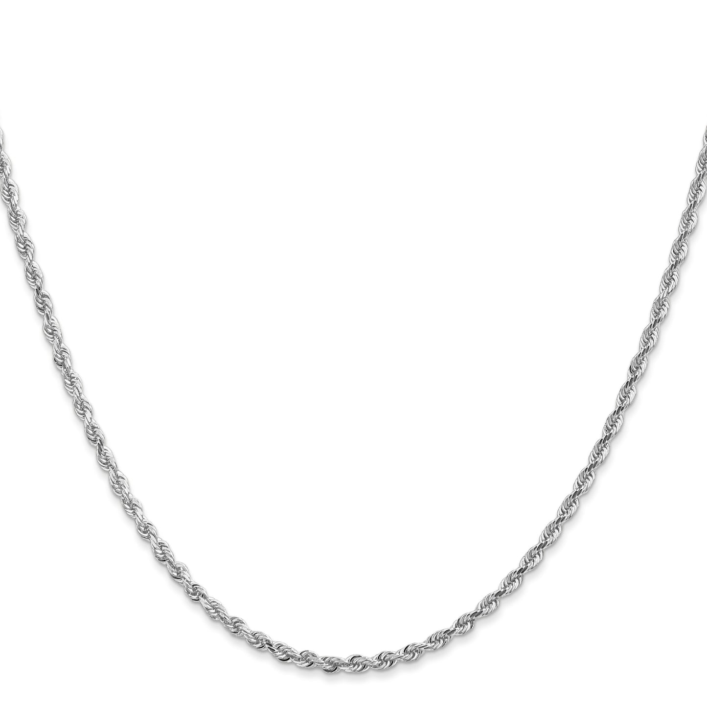 14K White Gold 20 Inch 2.25mm Diamond-cut Quadruple Rope Lobster Clasp Chain