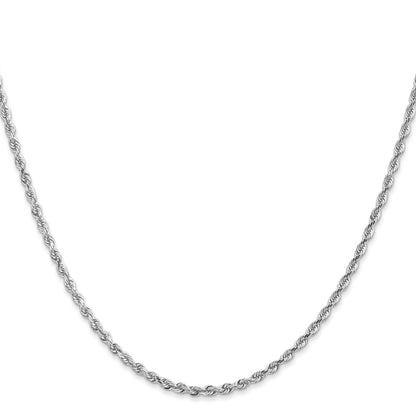 14K White Gold 20 Inch 2.25mm Diamond-cut Quadruple Rope Lobster Clasp Chain