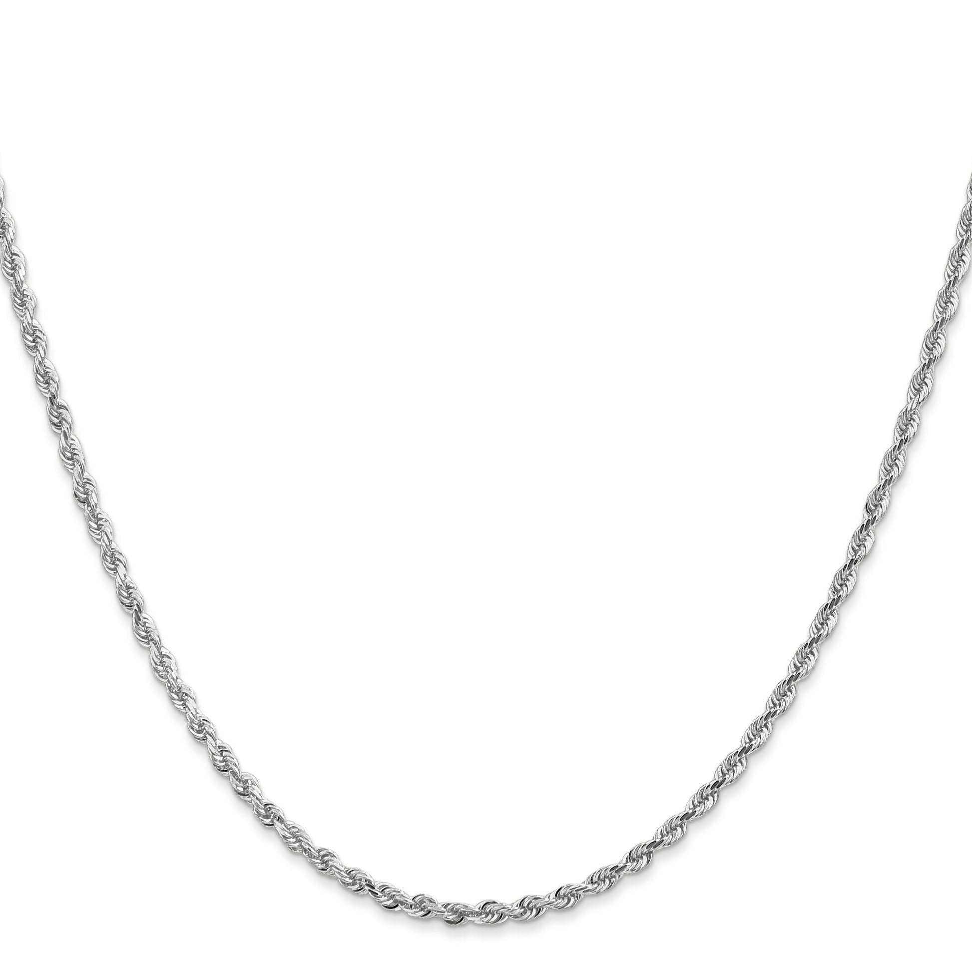 14K White Gold 18 Inch 2.25mm Diamond-cut Quadruple Rope Lobster Clasp Chain