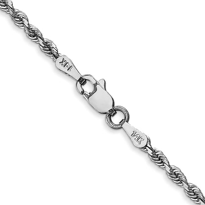 14K White Gold 20 Inch 2.25mm Diamond-cut Quadruple Rope Lobster Clasp Chain