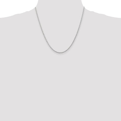 14K White Gold 20 Inch 2.25mm Diamond-cut Quadruple Rope Lobster Clasp Chain