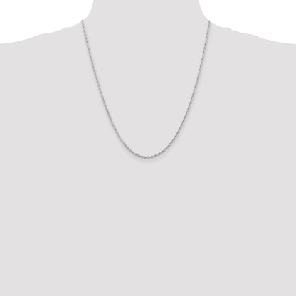 14K White Gold 22 Inch 2.25mm Diamond-cut Quadruple Rope Lobster Clasp Chain