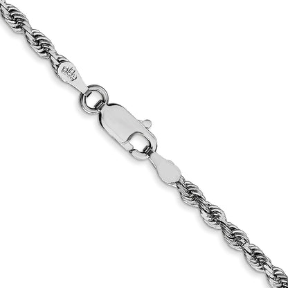 14K White Gold 20 Inch 2.75mm Diamond-cut Quadruple Rope Lobster Clasp Chain