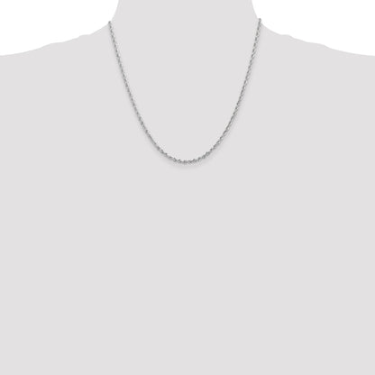 14K White Gold 20 Inch 2.75mm Diamond-cut Quadruple Rope Lobster Clasp Chain