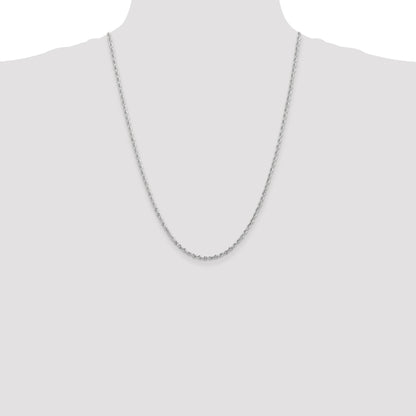 14K White Gold 24 Inch 2.75mm Diamond-cut Quadruple Rope Lobster Clasp Chain