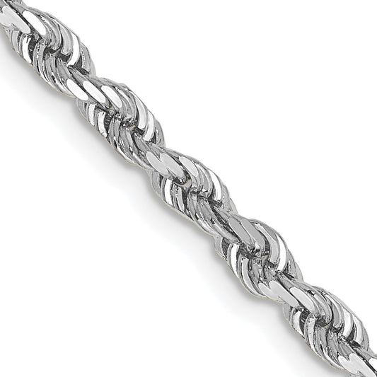 14K White Gold 18 Inch 3.35mm Diamond-cut Quadruple Rope Lobster Clasp Chain