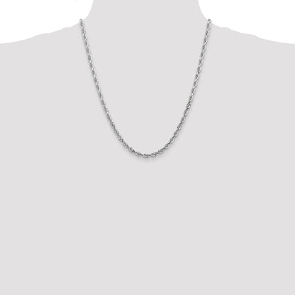 14K White Gold 22 Inch 4.5mm Diamond-cut Quadruple Rope Lobster Clasp Chain