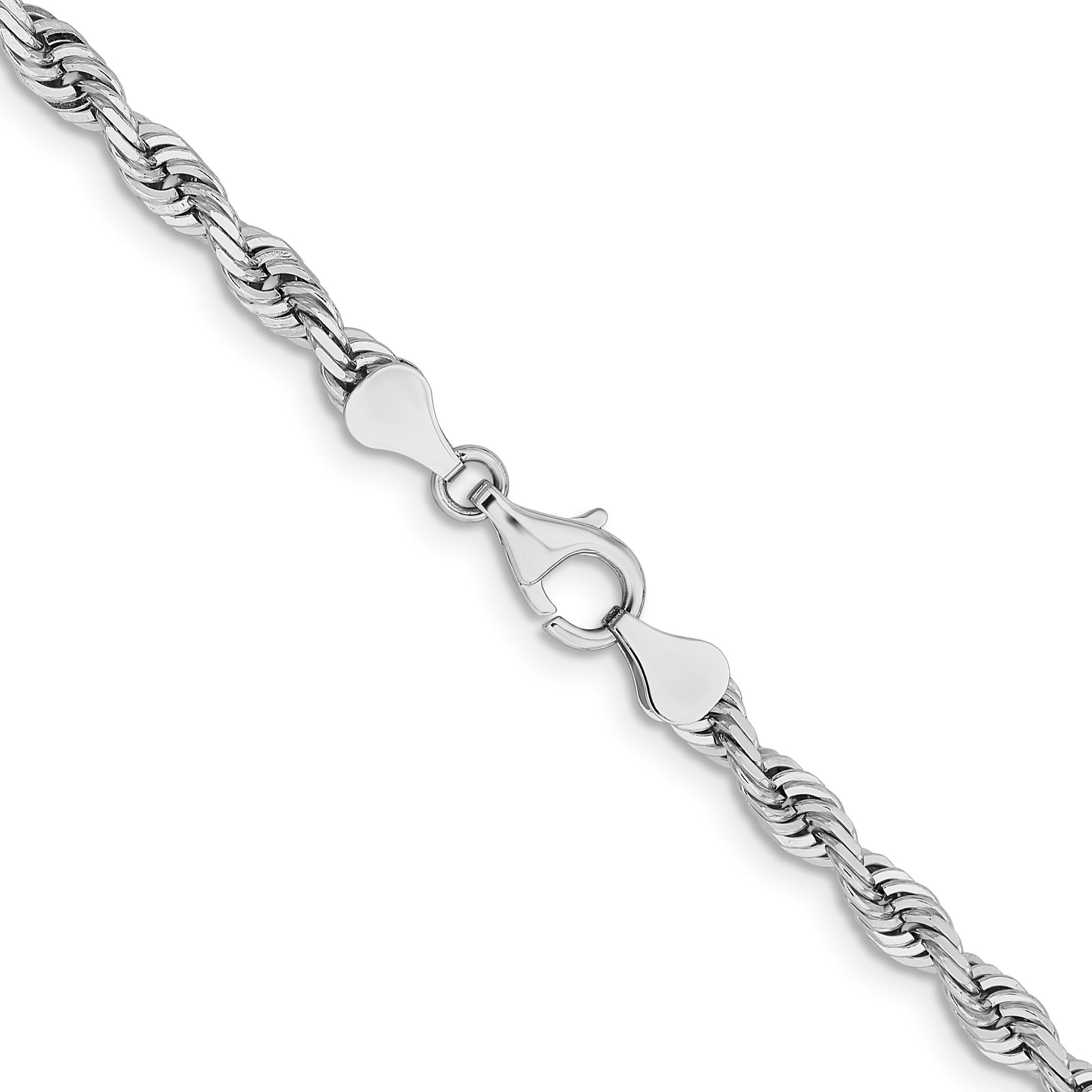 14K White Gold 22 Inch 5mm Diamond-cut Quadruple Rope Lobster Clasp Chain