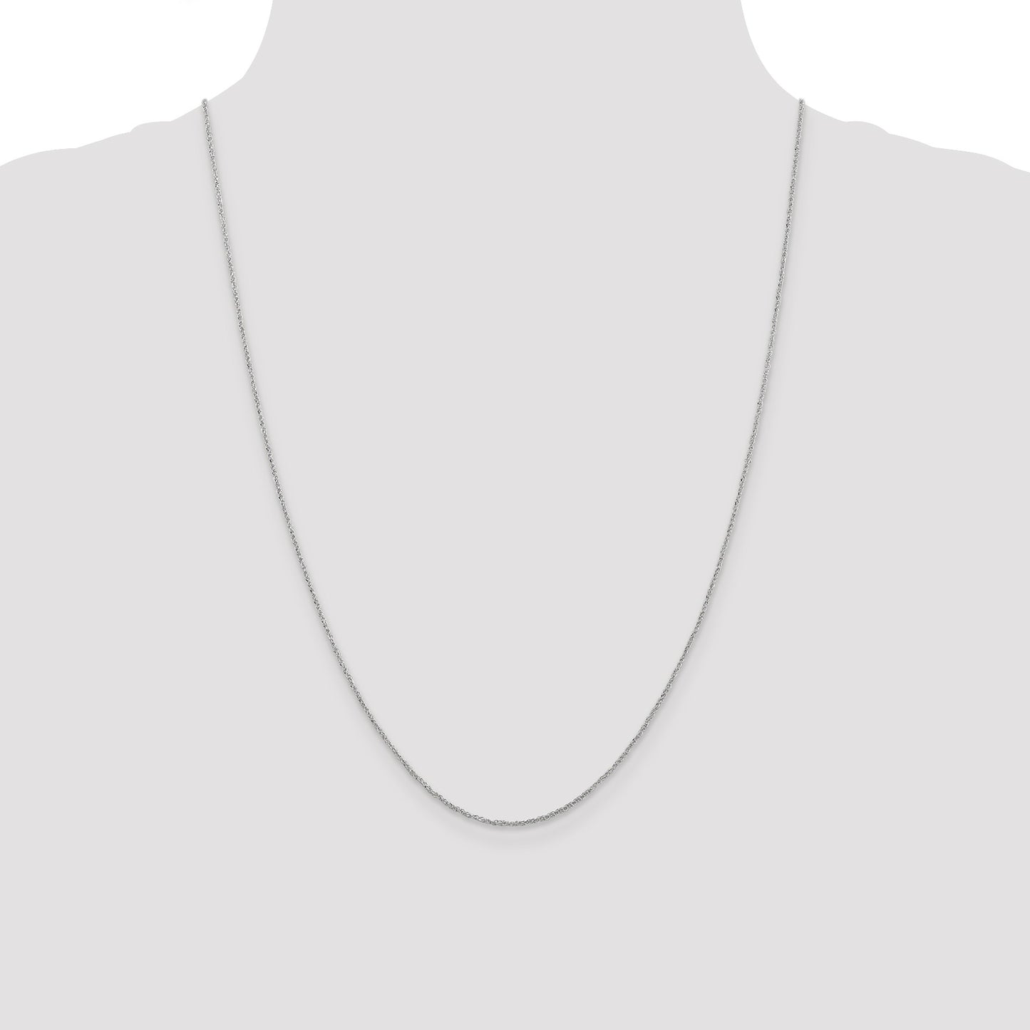 14K  White Gold 24 inch 1.1mm Ropa with Spring Ring Clasp Chain