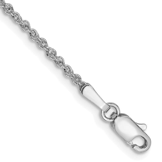 14K  White Gold 9 inch 1.7mm Ropa with Lobster Clasp Anklet