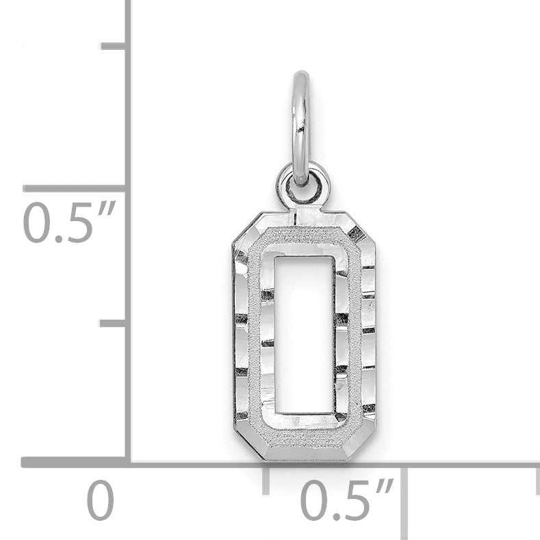 14kw Small Brushed Diamond-cut Number 0 Charm
