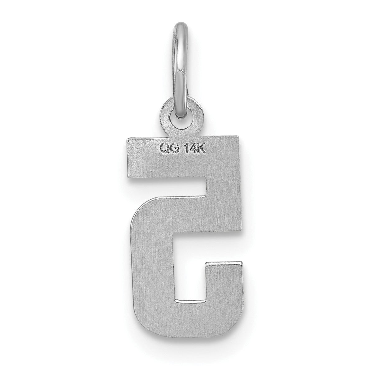 14kw Small Brushed Diamond-cut Number 5 Charm