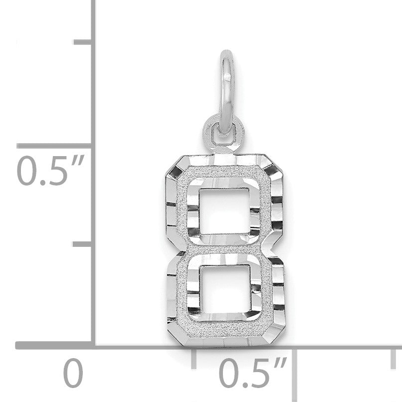 14kw Small Brushed Diamond-cut Number 8 Charm
