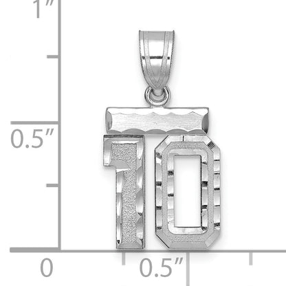 14kw Small Brushed Diamond-cut Number 10 Charm