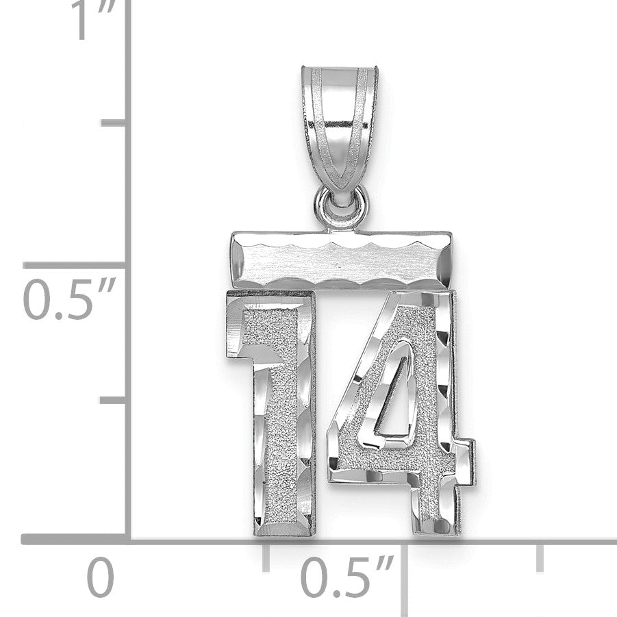 14kw Small Brushed Diamond-cut Number 14 Charm