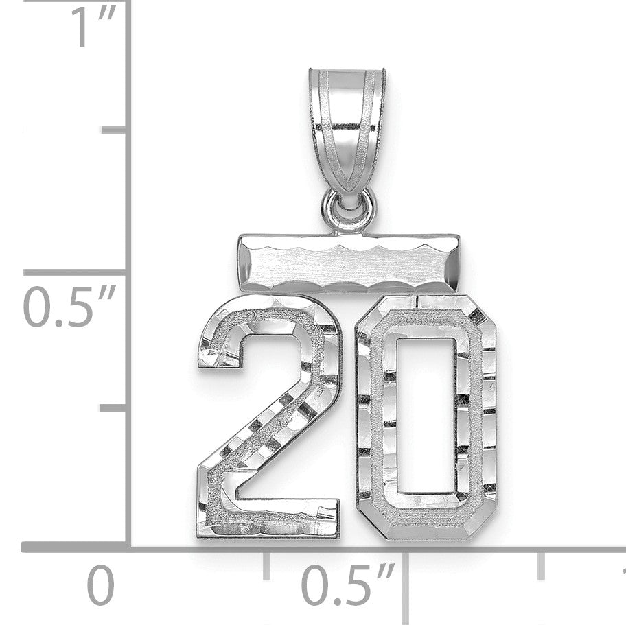 14kw Small Brushed Diamond-cut Number 20 Charm