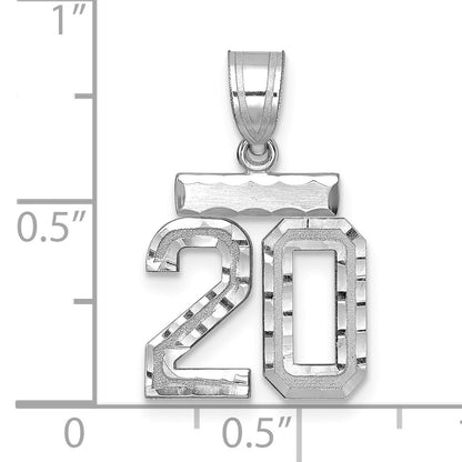 14kw Small Brushed Diamond-cut Number 20 Charm