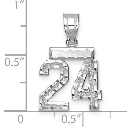 14kw Small Brushed  Diamond-cut Number 24 Charm