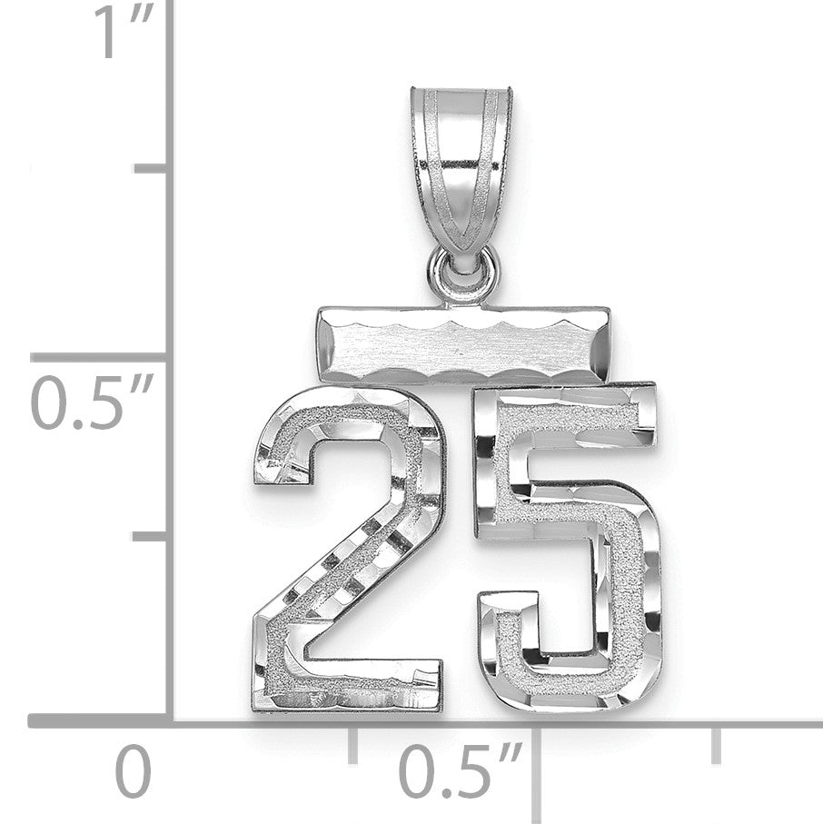 14kw Small Brushed Diamond-cut Number 25 Charm