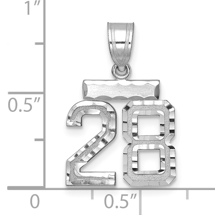 14kw Small Brushed Diamond-cut Number 28 Charm